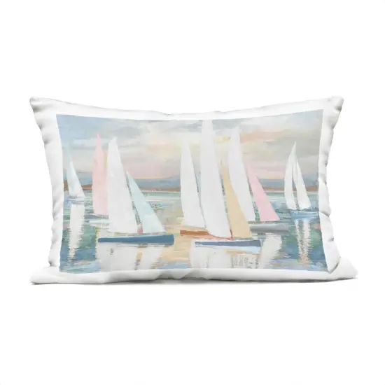 Stupell Industries Pastel Voyage Boats Outdoor Pillow, 14 x 7 x 20 {1}