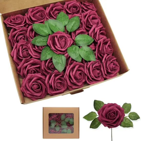 Artificial Roses Flowers 50pcs Real Looking Foam Fake Roses Bouquets {1}