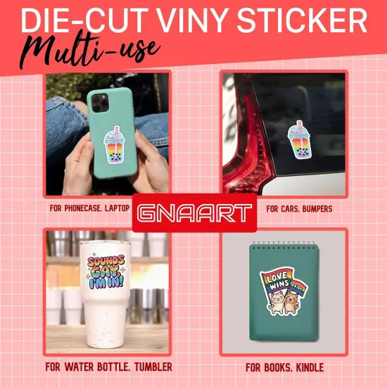 Set 3Pcs Love Wins Pride, Sound Gay I'm in, Pride LGBT Sticker LGBTQ Rainbow Gay Pride Trans Rights Bisexual Pride Humor Bookish Kindle Waterproof 2 Inches Die-Cut Vinyl for Water Bottle Phone {3}