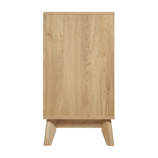 Merrick Lane Blakely Mid-Century Modern Four Door Buffet, TV Stand with Shelving Light Natural {6}