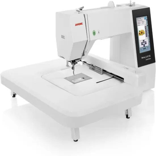 Janome Memory Craft 500e LE Embroidery Machine Bundle - Includes Genuine 5-Spool Thread Stand, Janome 3.9" x 1.6" Hoop, Acustitch Software + Janome USB Flash Drive w/ 30 Embroidery Designs {2}