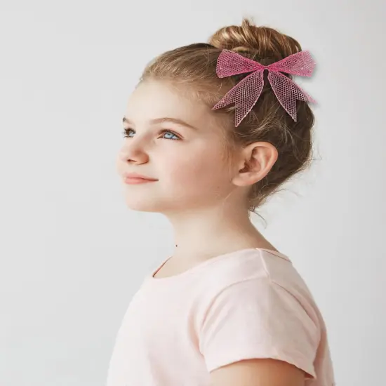 Pink Glitter Mesh Ribbon for Gift Wrapping Bow Making Pink Web Mesh Wired Mesh Ribbon {3}