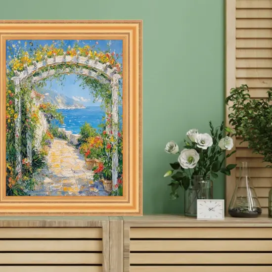 Bright Gold Leaf Wave Picture Frame 20x20 frame {6}