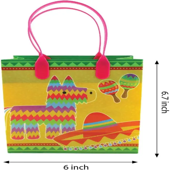 TINYMILLS Mexican Fiesta Taco Themed Party Favor Bags Treat Bags, 12 Pack {4}