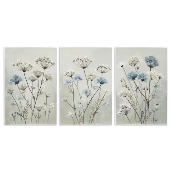 Stupell Industries Muted Dandelions & Wildflowers 3pc Wall Plaque Set By PATRICIA PINTO {1}