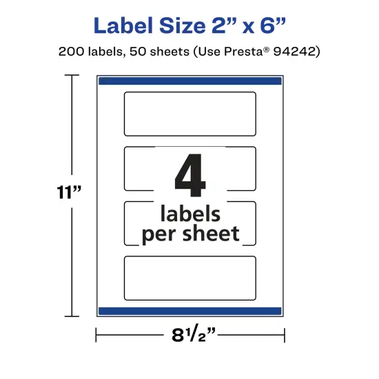 Avery Glossy Clear Rectangle Labels with Sure Feed, 2" x 6" {5}