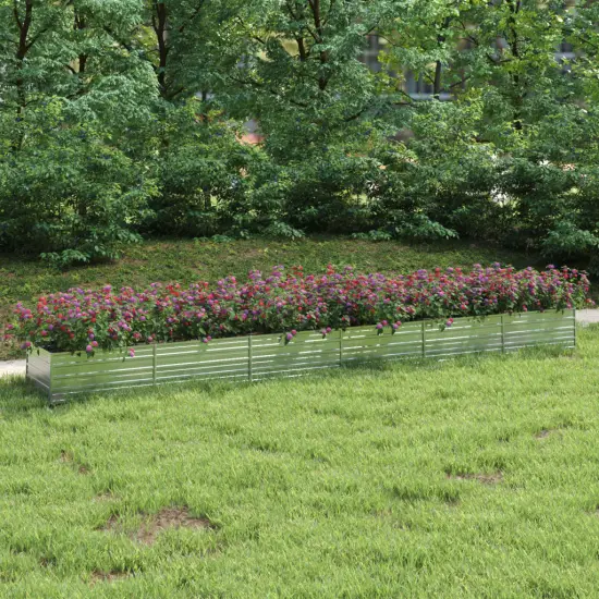 vidaXL Garden Raised Bed 236.2"x31.5"x17.7" Galvanized Steel Silver {1}