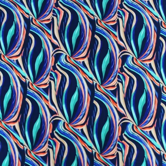 Orange and Navy Swirls Printed Spandex {2}