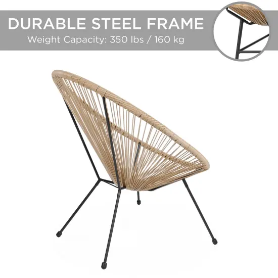 Best Choice Products 3-Piece All-Weather Patio Acapulco Bistro Furniture Set w/ Rope, Glass Top Table Natural {6}