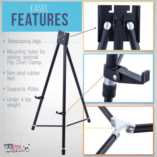 U.S. Art Supply 70" High Showroom XL Silver Metal Display Easel (6 Pack) - Large Adjustable Height Portable Easel Stand, Sign Display, Holds 45 lbs - Floor & Tabletop Easels, Painting Stand {3}