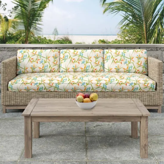 Tropical - Aqua & Teal,Green,Orange & Rust Leaves,Novelty,Tropical & Botanical Upholstery Fabric 54 Inches" {3}