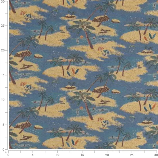 Island - Blue Novelty,Tropical & Botanical Upholstery Fabric 54 Inches" {3}