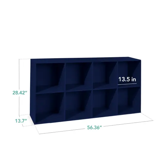 Best Choice Products 8-Cube Bookshelf, 13.5in Display Storage System, Organizer w/ Removable Back Panels Navy {2}