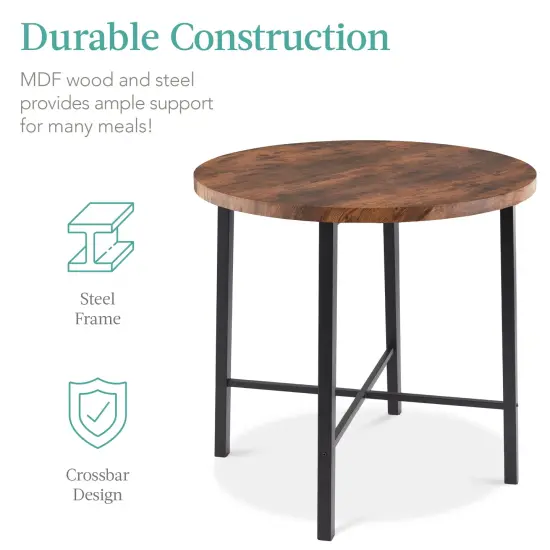 Best Choice Products 5-Piece Modern Round Counter Height Dining Set w/ 4 Chairs, 1.5in Thick Table Brown {4}