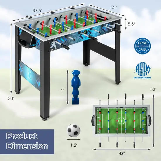 Costway Foosball Table Game Set with 2 Footballs, Smooth Handle, 18 Realistic Players {3}
