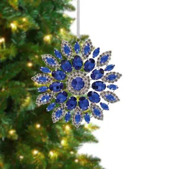 4.25in Hanging Faux Jewel Ornament: Blue {6}