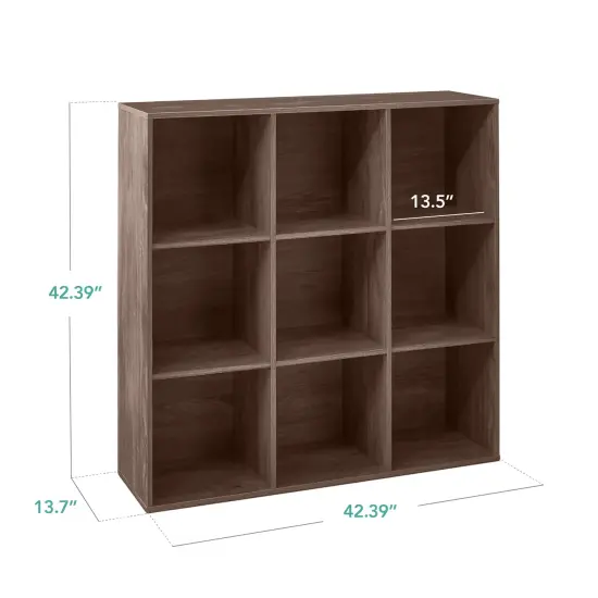 Best Choice Products 9-Cube Bookshelf, 13.5in Display Storage System, Organizer w/ Removable Back Panels Walnut {2}