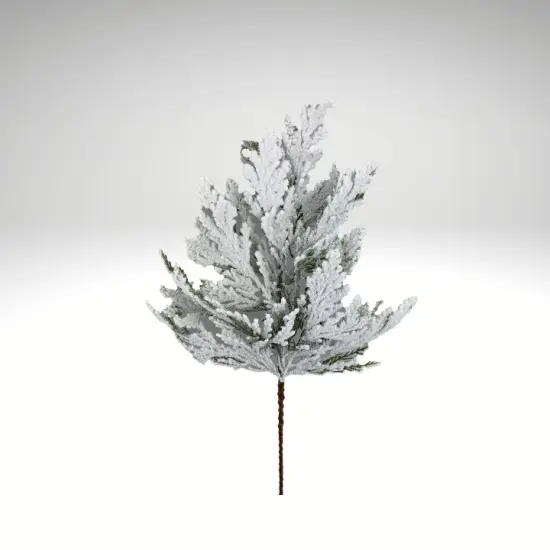24" Flocked Cedar Spray | Artificial Snowy Cedar Christmas Greenery-85336SP24 {2}
