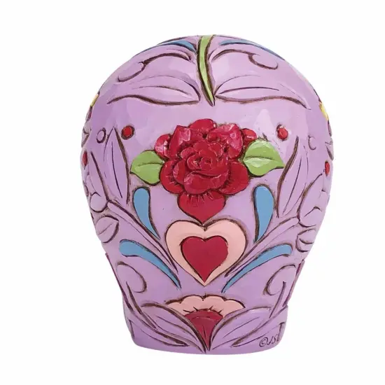 Jim Shore 4.5 Inch Colorful Calavera Halloween Figurine , Lightweight Halloween Decor Halloween Skull Flowers Purple {2}