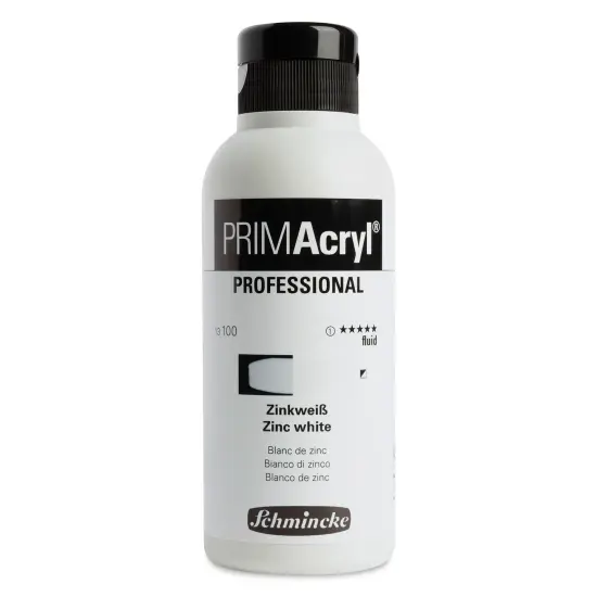 Schmincke Primacryl Professional Fluid Acrylic - Zinc White, 250 ml bottle {1}