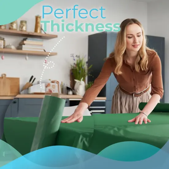 Exquisite Plastic Table Cover Roll &ndash; 40" x 300' Disposable Tablecloth Roll &ndash; Premium Thick 0.5 MIL Plastic Banquet Roll &ndash; Party Table Cover Roll for Events & Catering Emerald Green {2}