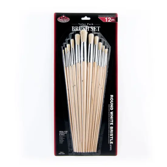RSET-9602 | 12pc Stiff White Bristle Round Brush Set {1}