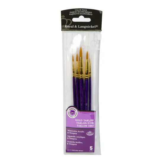 RSET-9138 | 5pc Golden Taklon Round Brush Set {1}