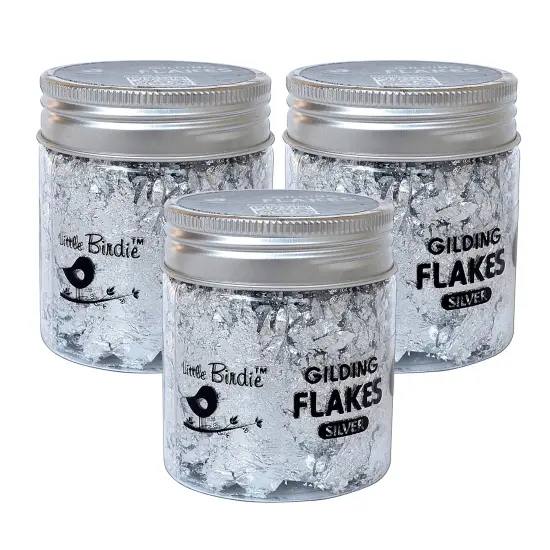 Pack of 3 - Little Birdie Gilding Flakes 15g-Silver {1}