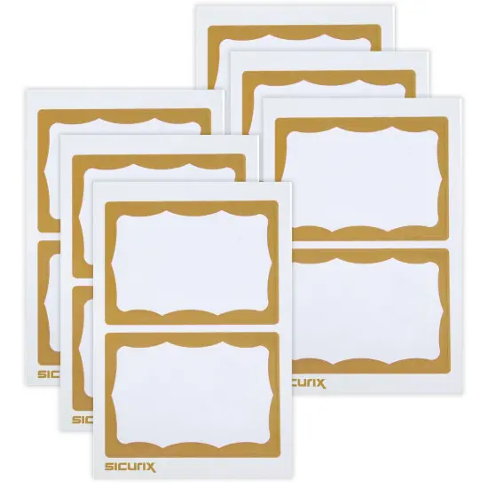 Adhesive Badges, Gold Border, 100 Per Pack, 6 Packs {1}