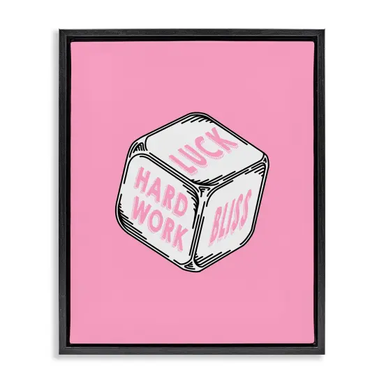 Stupell Industries Pastel Pink Lucky Dice Floater Framed Canvas Wall Art Design by Graffi*tee Studios {1}