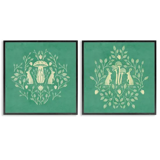 Stupell Industries Boho Symmetrical Rabbits 2pc Framed Giclee Wall Art Set Design by Katie O'Shea  {1}