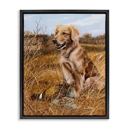 Stupell Industries Hunting Dog & Pheasant Floater Framed Canvas Wall Art Design by Kevin Daniel {1}