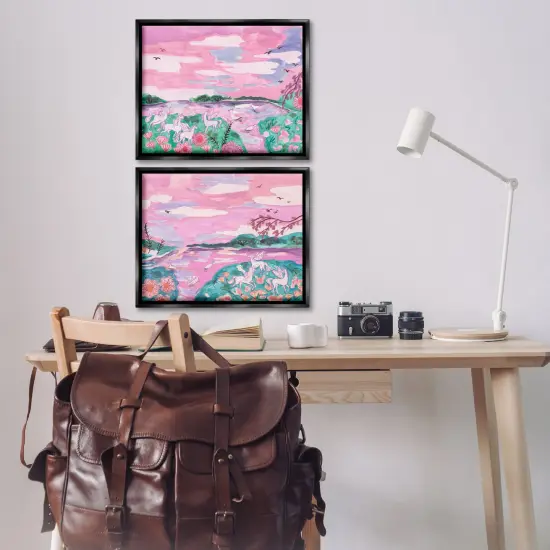 Stupell Industries Unicorn Nature Whimsy 2pc Floater Framed Canvas Wall Art Set Design by Melissa Wang {8}