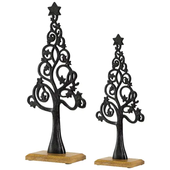 Northlight Starry Trees Metal Christmas Decorations - 18.5" - Black - Set of 2 {5}