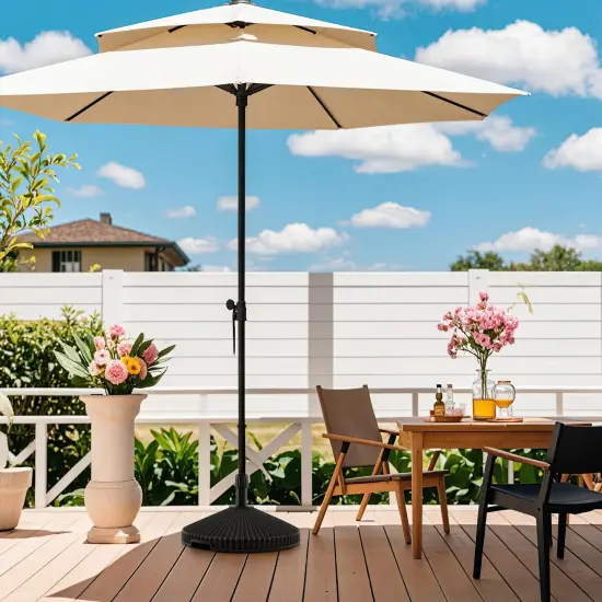 Black Metal Fillable Patio Umbrella Base Stand with Handle 22 inches {3}