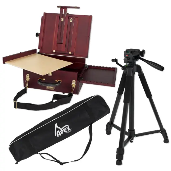 SoHo Urban Artist Pochade Box & Creative Mark Apex Camera Tripod &ndash; Portable Adjustable Paint Easel and Storage Organizer for Plein Air Artists & Photographers {1}