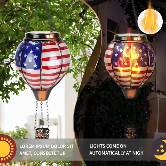 American Flag Solar Hot Air Balloon - Solar Lanterns {2}
