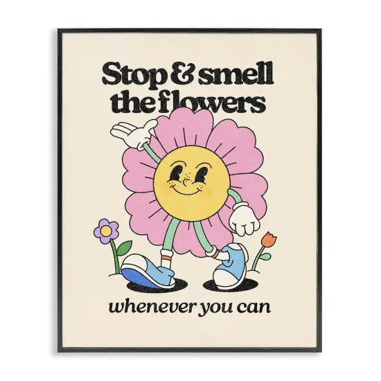 Stupell Industries Vintage Smell The Flowers Framed Giclee Design by Victoria Barnes {1}