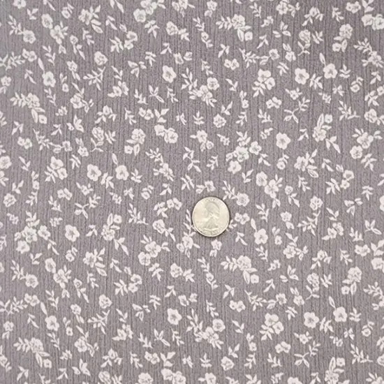 1 Yard Gray Rayon Crinkle Apparel Fabric Flowy Woven Texture, 50/52" Width {1}