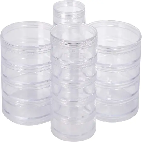 The Beadsmith &ndash; Stack Jar 4-Piece Assortment &ndash; 2 x 4 Stack, 1 x 5 Stack, 1 x 6 Stack, Pill containers, Empty Pot Jars, refillable Cosmetic containers, Small Plastic Organizers {1}