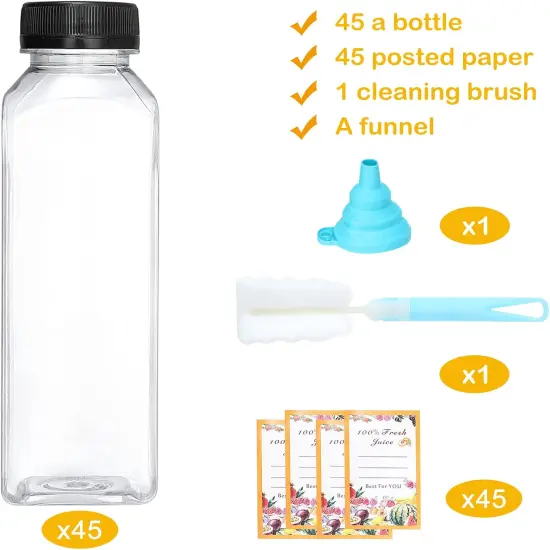 45Pcs 12oz Plastic Juice Bottles with Caps {2}