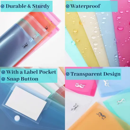 10 Pack Plastic Envelopes with Snap Closure {3}