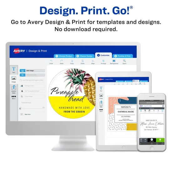 Avery Matte White Removable Rectangle Labels with Sure Feed Technology, Print-to-the-Edge, 4" x 3" {6}