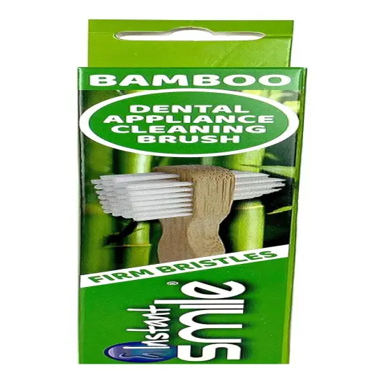 Instant Smile Dental Appliance Cleaning Brush, Firm Bristles, Double Sided, Bamboo Denture Brush {3}