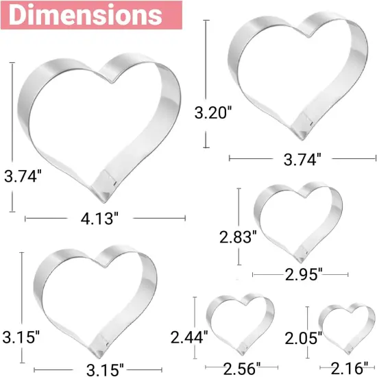 Cookie Cutters 6 Pcs Heart Cookie Cutters for Valentine's Day {4}