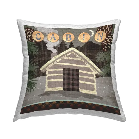 Rustic Plaid Lodge Design by Andrea Tachiera Outdoor Printed Pillow  {1}