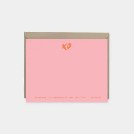 Brush Script XOXO Monogram Note Card {1}