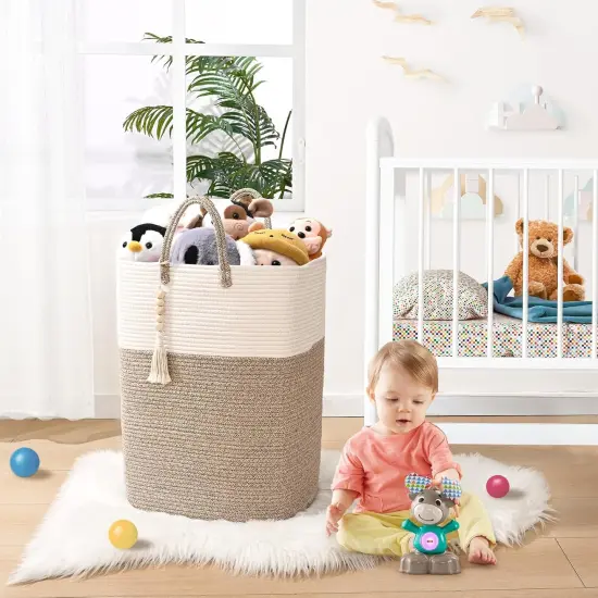 Woven Laundry Basket for Clothes, 65L Large Rectangle Laundry Hampers, Nursery Storage Basket for Toys, Tall Dirty Clothes Hamper for Bedroom Aesthetic, Bathroom, Laundry Room {2}