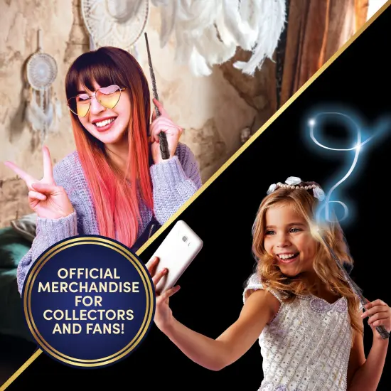 Wizarding World: Deluxe Lumos Wand - Hermoine Granger - 14" Hand-Painted Replica, LED Tip, Spell Poster, Collectible Harry Potter Toy, App Photo Play {7}