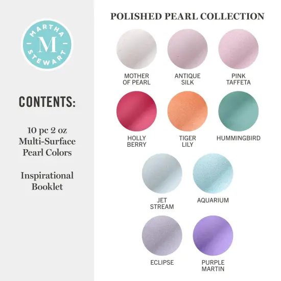 Martha Stewart&trade; Polished Pearl Collection - Multi-Surface Pearl Paint Set - 10 pc. - 68707 {2}